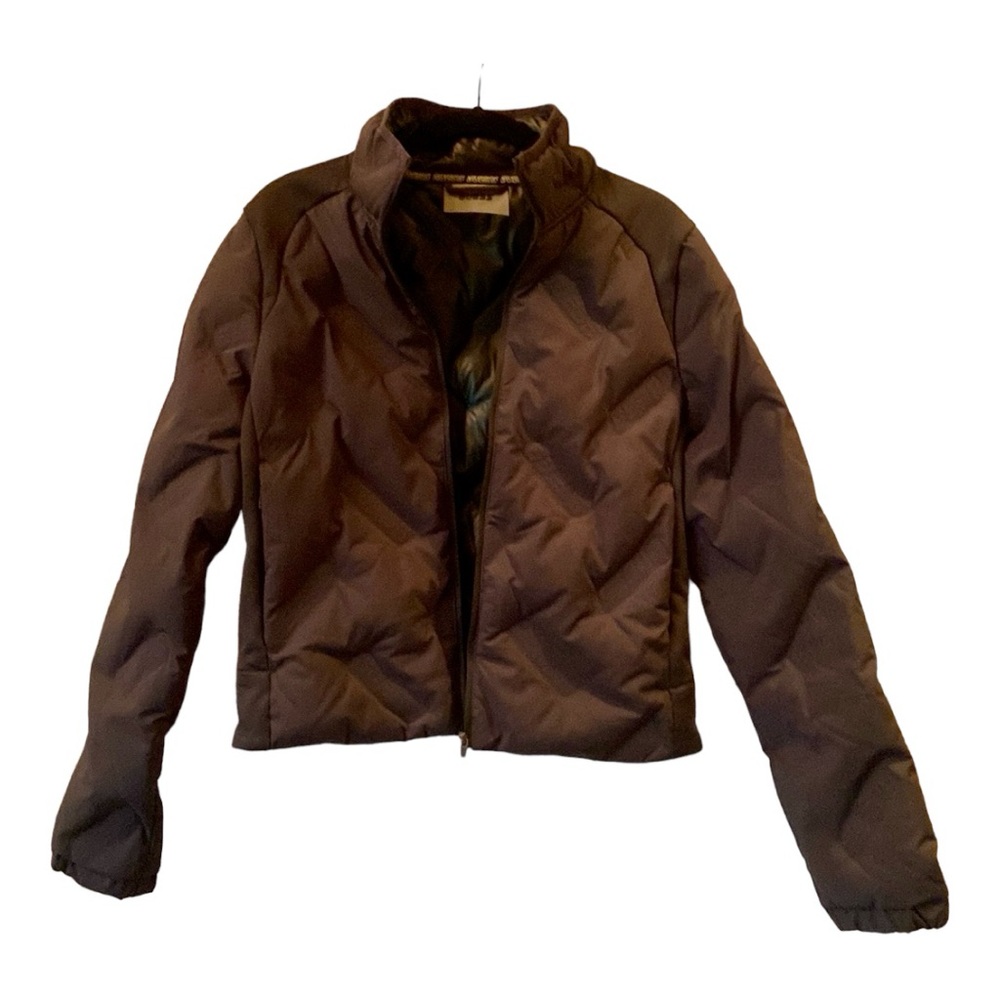 GUESS Annie Diamond Quilted Puffer Jacket Blue Graphite Grey S Juniors NWT $128